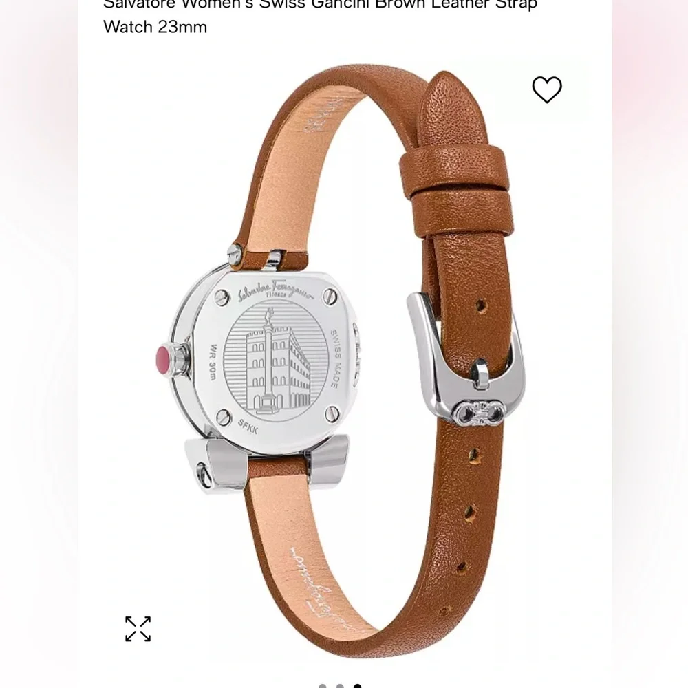 SALVATORE FERRAGAMO Women's Swiss Gancini Brown Leather Strap Wrist Watch NWT